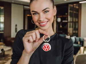 VW Anello Chiave Carino Metallo Lucido Lega Elegante